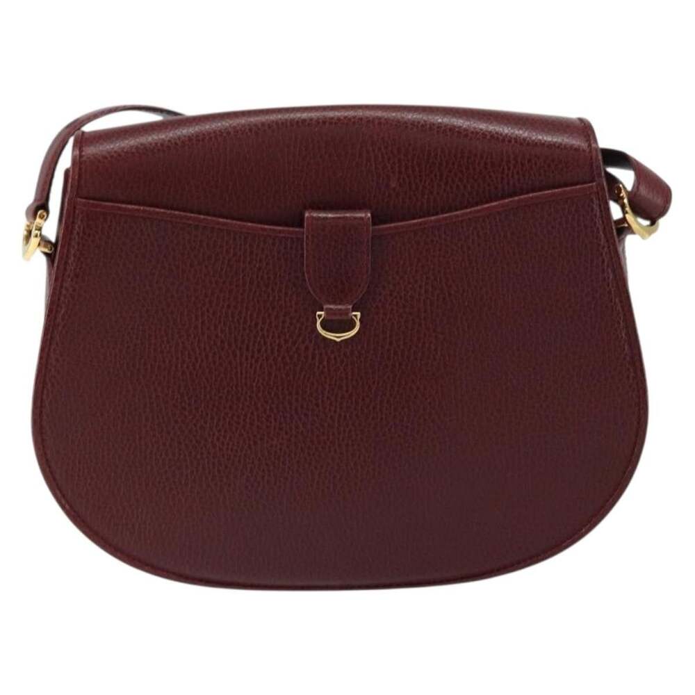 Cartier Leather Shoulder Bag Bordeaux Gold